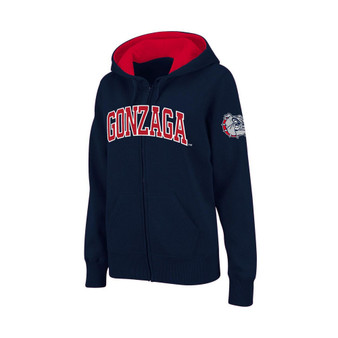 Women's Stadium Athletic Navy Gonzaga Bulldogs Arched Name Full-Zip Hoodie
