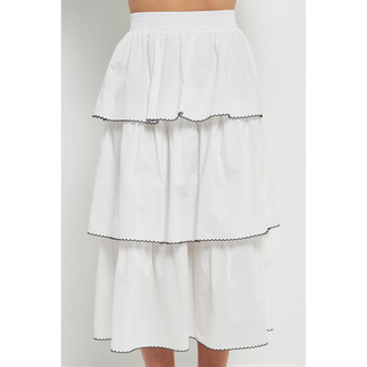 Women's Picot Stitched Tiered Maxi Skirt