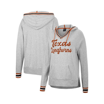 Women's Heathered Gray Texas Longhorns Andy V-Neck Pullover Hoodie