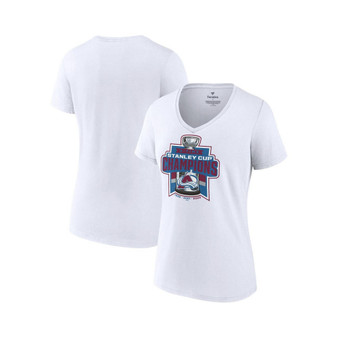 Women's Branded White Colorado Avalanche 3-Time Stanley Cup Champions V-Neck T-shirt