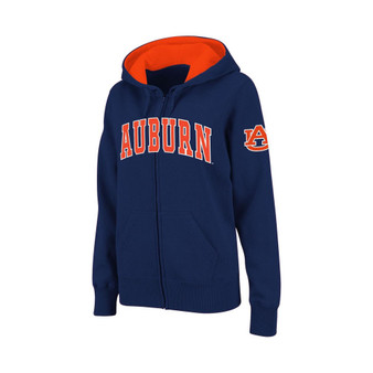 Women's Stadium Athletic Navy Auburn Tigers Arched Name Full-Zip Hoodie