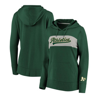 Plus Size Green Oakland Athletics Tri-Blend Colorblock Pullover Hoodie