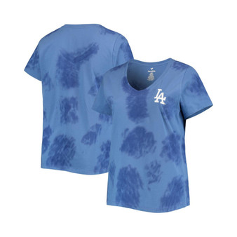 Women's Royal Los Angeles Dodgers Plus Size Cloud V-Neck T-shirt