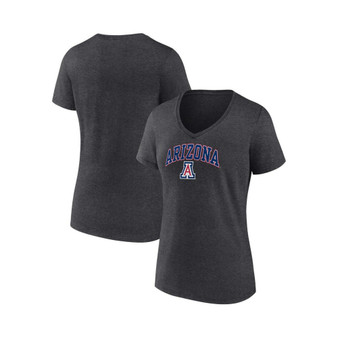 Women's Branded Heather Charcoal Arizona Wildcats Evergreen Campus V-Neck T-shirt