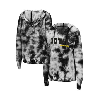 Women's Black Iowa Hawkeyes Shavonee Tie-Dye Pullover Hoodie
