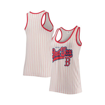 Women's White and Red Boston Red Sox Pinstripe Scoop Neck Tank Top