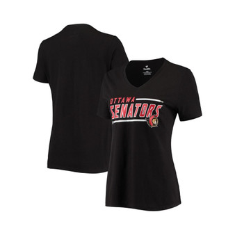 Women's Black Ottawa Senators Mascot In Bounds V-Neck T-shirt