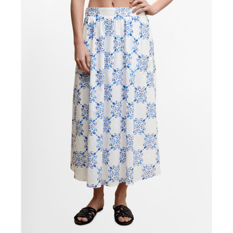 Women's Pleat Detail Printed Skirt