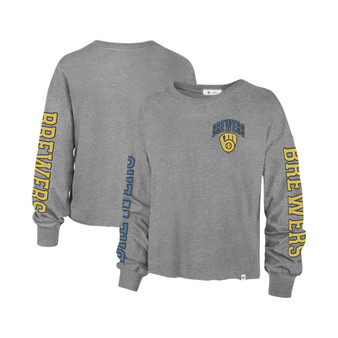 Women's '47 Heathered Gray Milwaukee Brewers Ultra Max Parkway Long Sleeve T-shirt