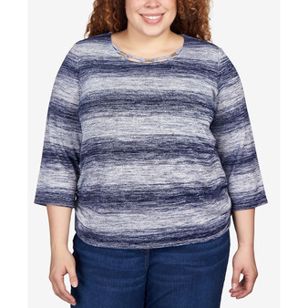 Plus Size Autumn Weekend Space Dye Biadere Ruched Side Top