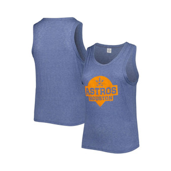 Women's Navy Houston Astros Plus Size High Neck Tri-Blend Tank Top