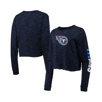Women's Navy Tennessee Titans Crop Long Sleeve T-shirt