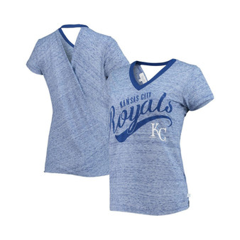Women's Royal Kansas City Royals Hail Mary Back Wrap Space-Dye V-Neck T-shirt