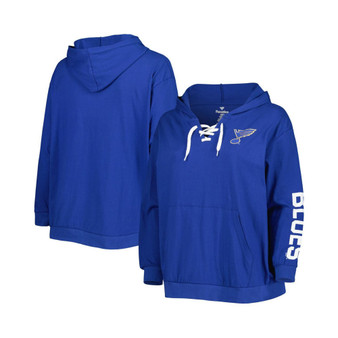 Women's Royal St. Louis Blues Plus Size Lace-Up Pullover Hoodie