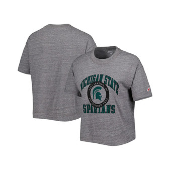 Women's Heather Gray Michigan State Spartans Intramural Midi Seal Tri-Blend T-shirt