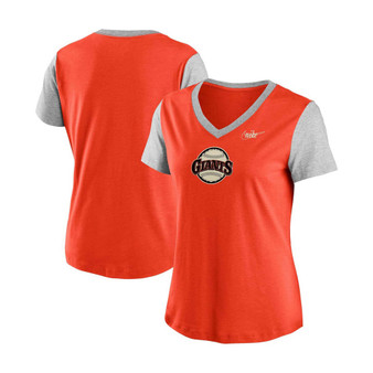 Women's Orange, Gray San Francisco Giants Cooperstown Collection Logo Tri-Blend Mid V-Neck T-shirt