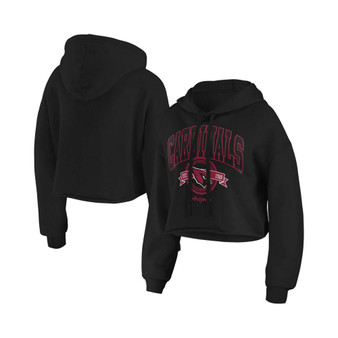 Women's Black Arizona Cardinals Fleece Cropped Pullover Hoodie