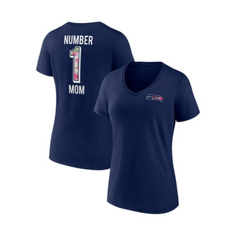 Women's Branded College Navy Seattle Seahawks Team Mother's Day V-Neck T-shirt