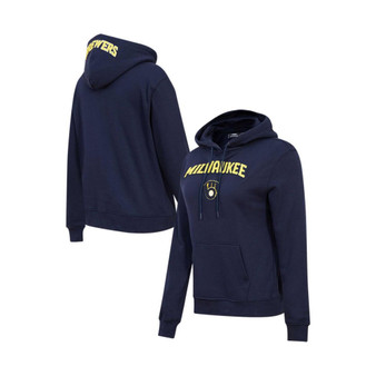 Women's Navy Milwaukee Brewers Classic Fleece Pullover Hoodie