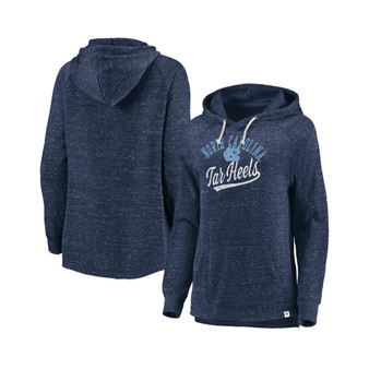 Women's Branded Navy North Carolina Tar Heels Crossneck Faded Script Raglan Pullover Hoodie