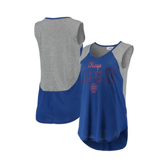 Women's Royal and Gray Chicago Cubs Pitch Count Color Block Tank Top