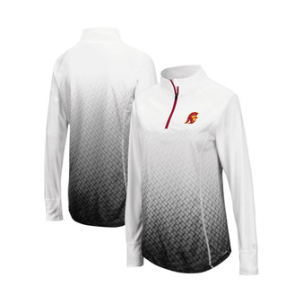 Women's White, Black USC Trojans Magic Ombre Raglan Quarter-Zip Top