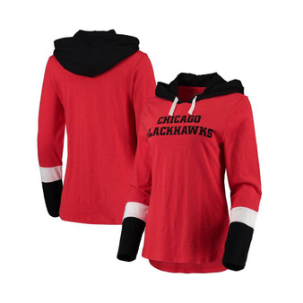 Women's Red Chicago Blackhawks Passing Play Hoodie Long Sleeve T-shirt
