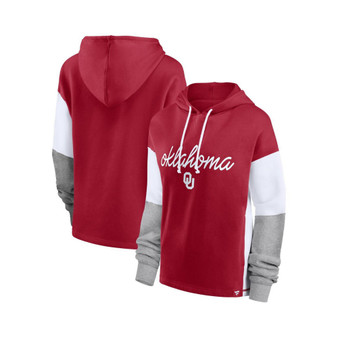 Women's Branded Crimson Oklahoma Sooners Play It Safe Colorblock Pullover Hoodie