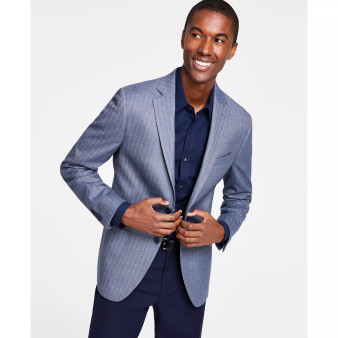 Men's Classic Fit Herringbone Sport Coat
