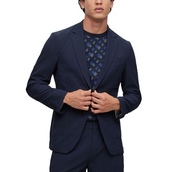 Men's Slim-Fit Jacket in Performance-Stretch Seersucker