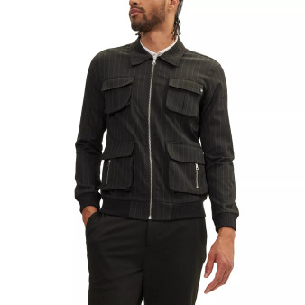 Men's Modern Pinstriped Cargo Jacket