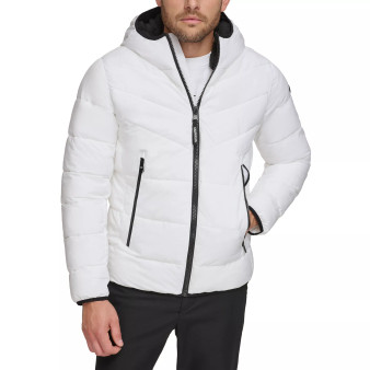 Men's Chevron Stretch Jacket With Sherpa Lined Hood