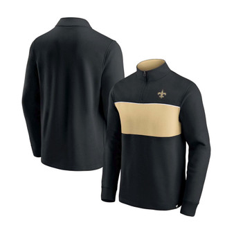Men's Black and Gold-Tone New Orleans Saints Block Party Quarter-Zip Jacket