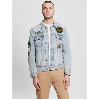Men's Dillon Light Wash Patched Denim Jacket