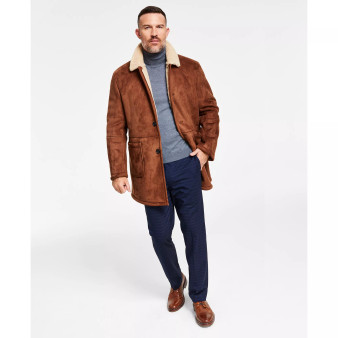Men's Lefferts Classic-Fit Faux-Shearling Overcoat