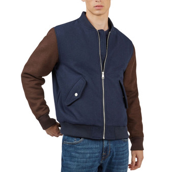 Men's Colorblocked Wool Bomber Jacket
