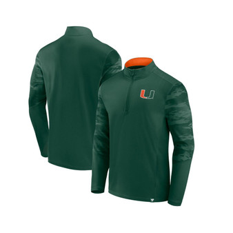 Men's Branded Green Miami Hurricanes Ringer Quarter-Zip Top