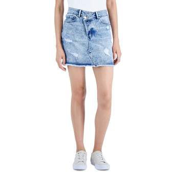 Juniors' Crossover-Waist Denim Skirt, Created for Macy's
