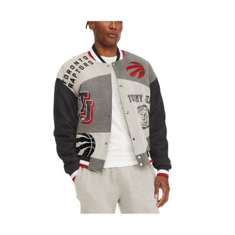 Men's Gray Toronto Raptors James Fleece Full-Snap Varsity Jacket