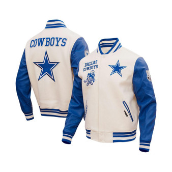 Men's Cream Dallas Cowboys Retro Classic Varsity Full-Zip Jacket