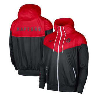 Men's Red Toronto Raptors 75th Anniversary Courtside Windrunner Raglan Hoodie Full-Zip Jacket
