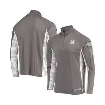 Men's Gray, Camo Nebraska Huskers OHT Military-Inspired Appreciation Swoop Quarter-Zip Jacket