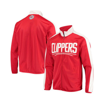 Men's Red, White LA Clippers Zone Blitz Tricot Full-Zip Track Jacket