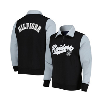 Men's Black, Silver Las Vegas Raiders Aiden Quarter-Zip Top