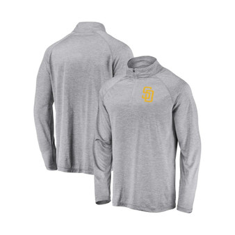 Men's Branded Gray San Diego Padres Primary Logo Quarter-Zip Raglan Jacket
