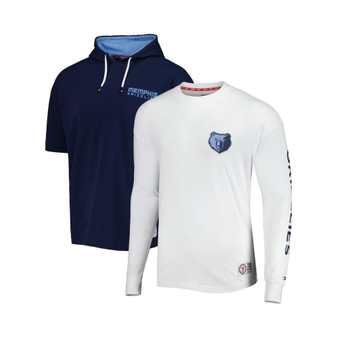 Men's Navy, White Memphis Grizzlies Matthew 2-In-1 T-shirt and Hoodie Combo Set