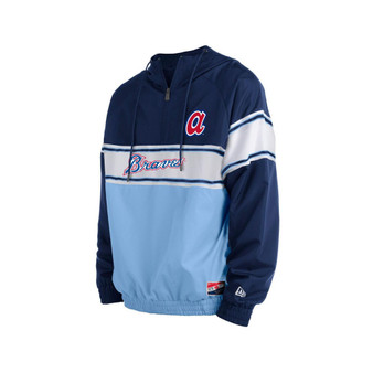 Men's Navy Atlanta Braves Ripstop Raglan Quarter-Zip Hoodie