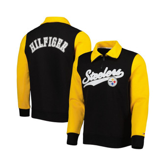 Men's Black, Gold Pittsburgh Steelers Aiden Quarter-Zip Top