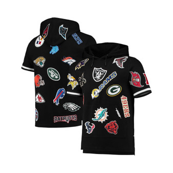 Men's Black Nfl League Wordmark Short Sleeve Pullover Hoodie