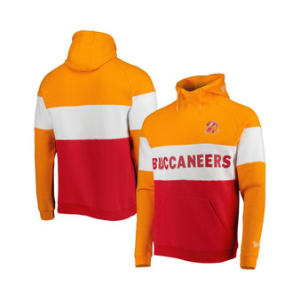 Men's Red and Orange Tampa Bay Buccaneers Colorblock Throwback Pullover Hoodie